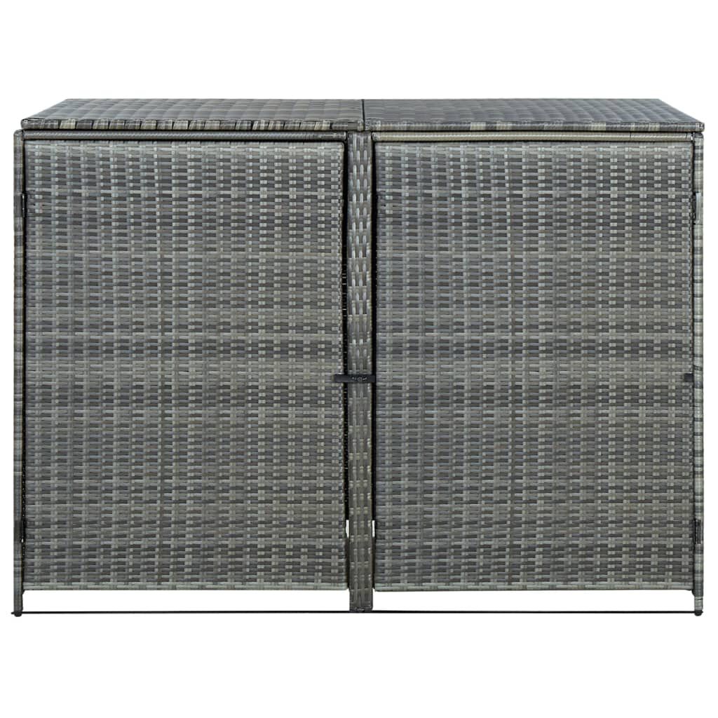 vidaXL Double Wheelie Bin Shed Poly Rattan Anthracite 148x77x111 cm