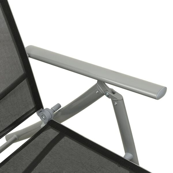 vidaXL Folding Sun Lounger Textilene and Aluminium Black and Silver