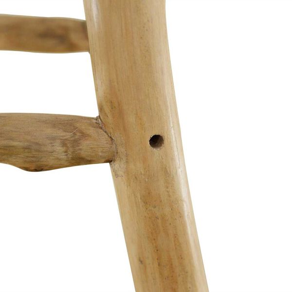 vidaXL Bar Stool Goatskin Leather and Solid Teak Wood