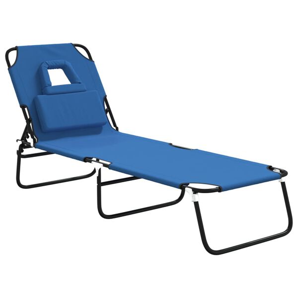 vidaXL Folding Sun Lounger Blue Oxford Fabric&Powder-coated Steel