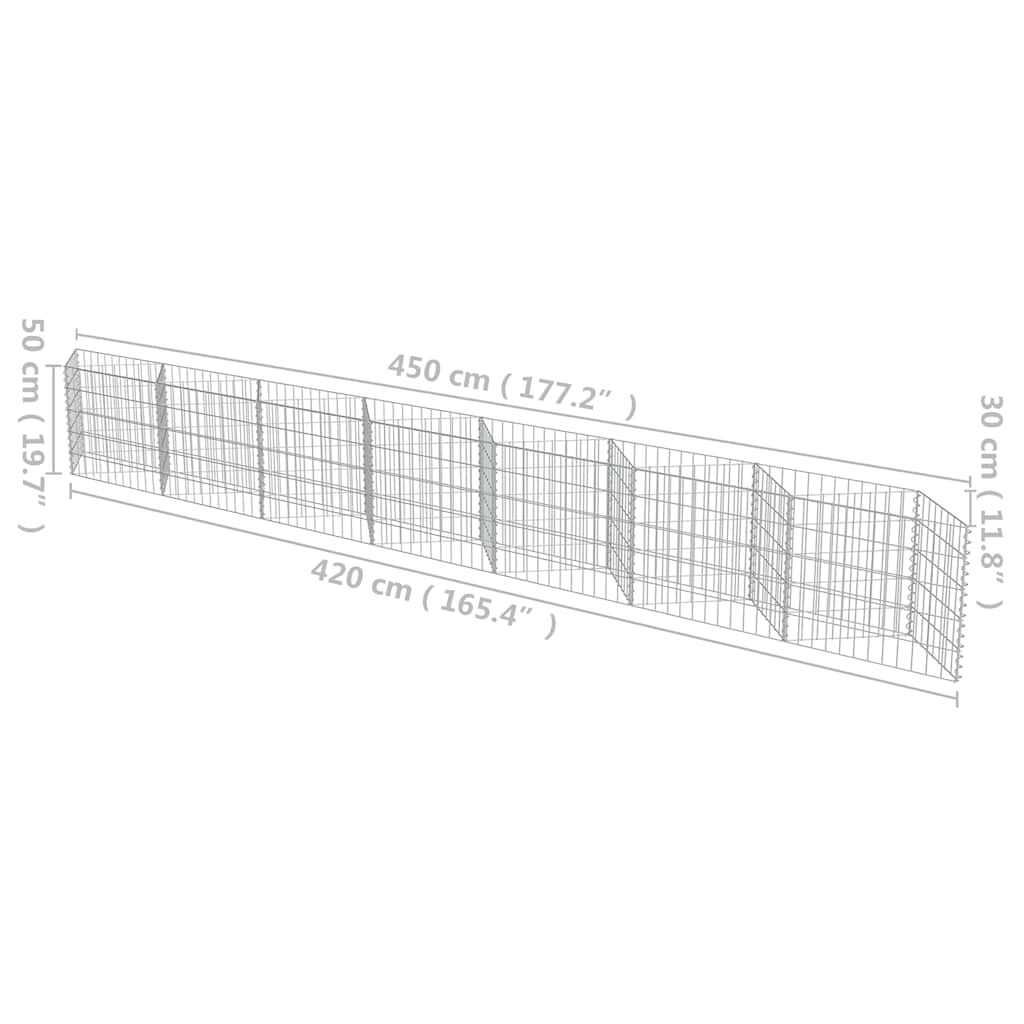 vidaXL Gabion Wall Galvanised Steel 450x30x50 cm