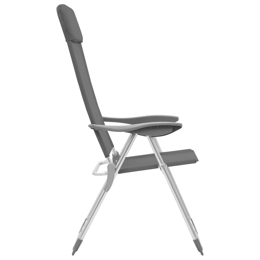 vidaXL Folding Camping Chairs 2 pcs Grey Aluminium