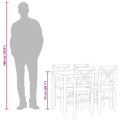 vidaXL 5 Piece Dining Set Brown and White, brown vidaXL 5 Piece Dining Set Brown and White