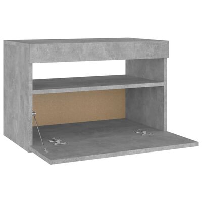 vidaXL Bedside Cabinet & LED Lights Concrete Grey 60x35x40 cm