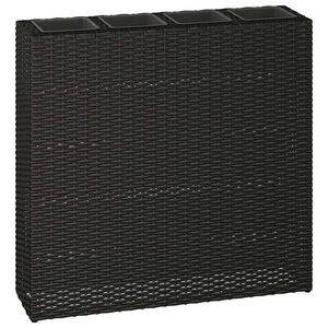 vidaXL Garden Raised Bed with 4 Pots Poly Rattan Black