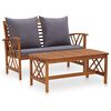 vidaXL 2 Piece Garden Lounge Set with Cushions Solid Acacia Wood