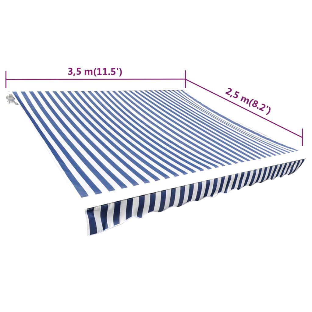 vidaXL Awning Top Sunshade Canvas Blue & White 350x250 cm