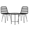 vidaXL 3 Piece Garden Dining Set Black Poly Rattan