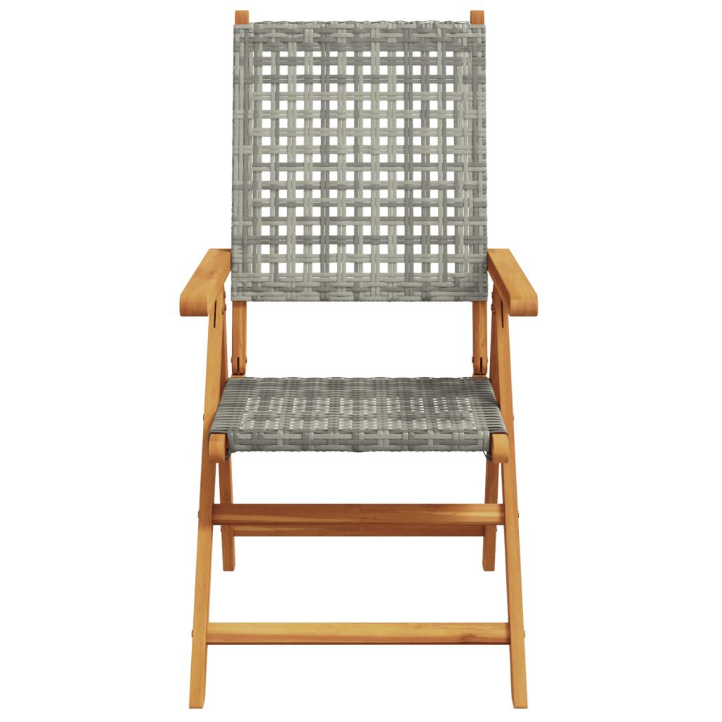 vidaXL Reclining Garden Chairs 6 pcs Grey Poly Rattan and Solid Wood