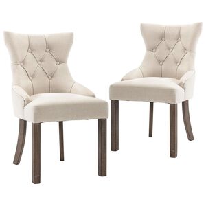 vidaXL Dining Chairs 2 pcs Beige Fabric