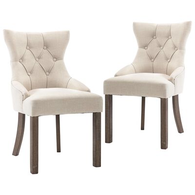 vidaXL Dining Chairs 2 pcs Beige Fabric, beige vidaXL Dining Chairs 2 pcs Beige Fabric