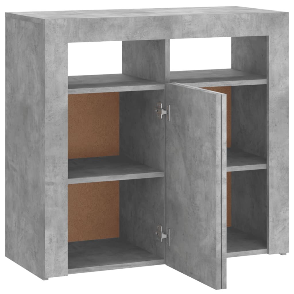 vidaXL Sideboard with LED Lights Concrete Grey 80x35x75 cm