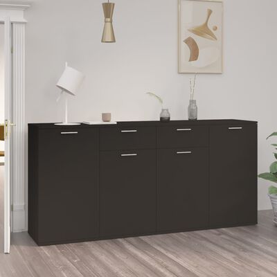 vidaXL Sideboard Black 160x36x75 cm Engineered Wood, black vidaXL Sideboard Black 160x36x75 cm Engineered Wood