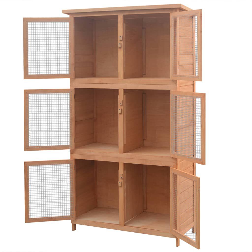 vidaXL Animal Rabbit Cage 6 Rooms Wood