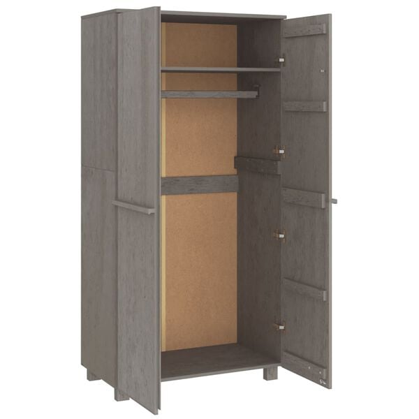 vidaXL Wardrobe HAMAR Light Grey 89x50x180 cm Solid Wood Pine