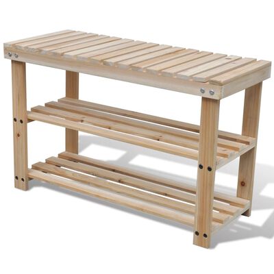 vidaXL 2-in-1 Shoe Rack with Bench Top Solid Fir Wood,  vidaXL 2-in-1 Shoe Rack with Bench Top Solid Fir Wood