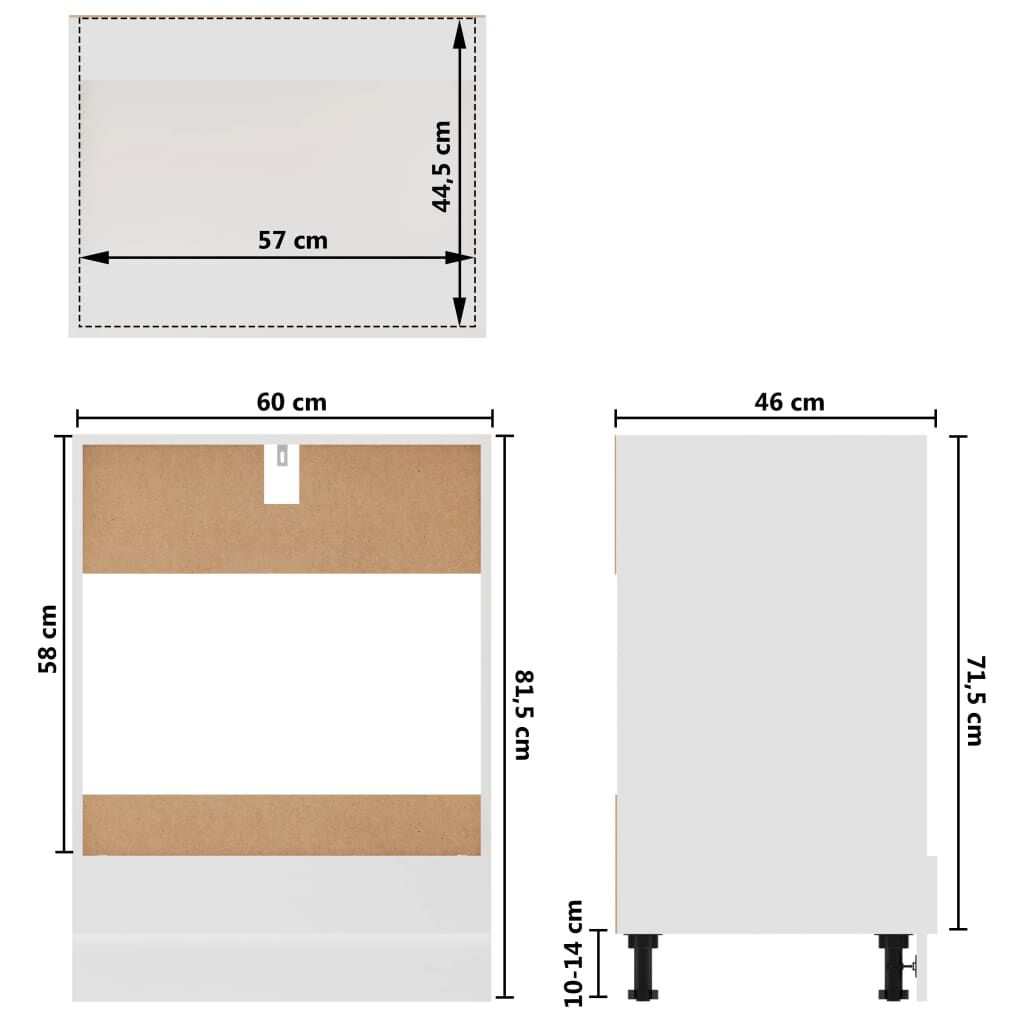 vidaXL Oven Cabinet Riga White 60x46x81.5 cm Engineered Wood