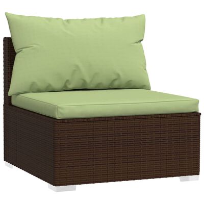 vidaXL 9 Piece Garden Lounge Set with Cushions Poly Rattan Brown, brown and green vidaXL 9 Piece Garden Lounge Set with Cushions Poly Rattan Brown