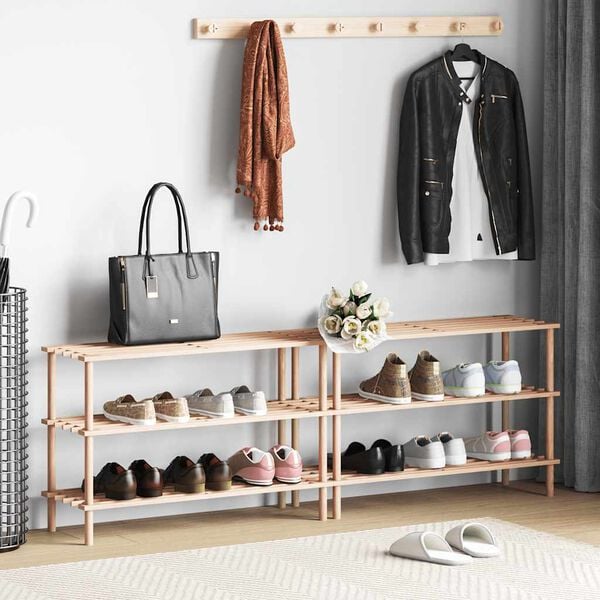 vidaXL 3-Tier Shoe Racks 2 pcs Solid Fir Wood