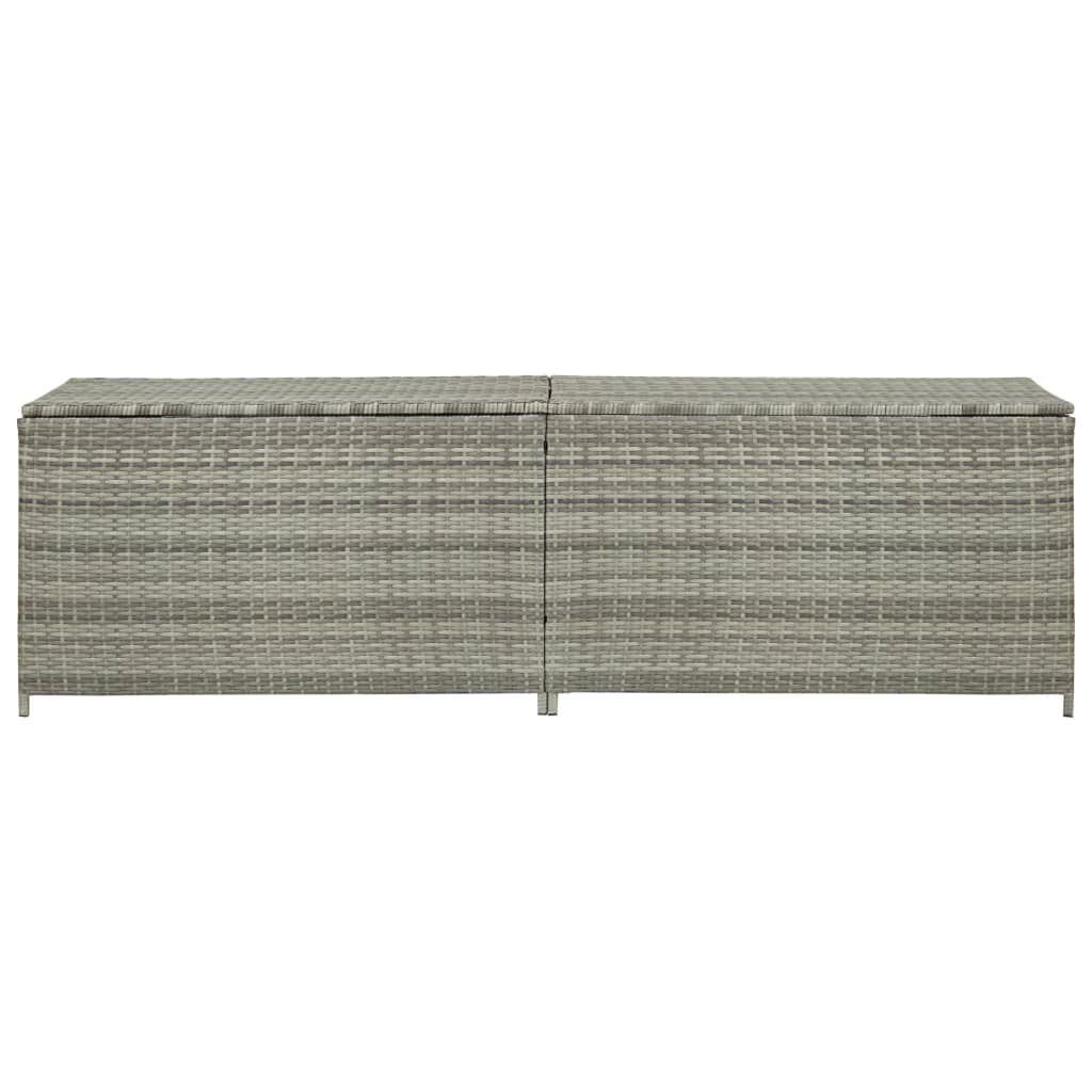 vidaXL Garden Storage Box Poly Rattan 200x50x60 cm Grey