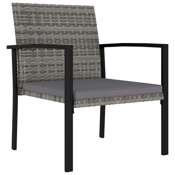 vidaXL 3 Piece Garden Dining Set Poly Rattan Grey