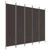 vidaXL 5-Panel Room Divider Brown 250x200 cm Fabric
