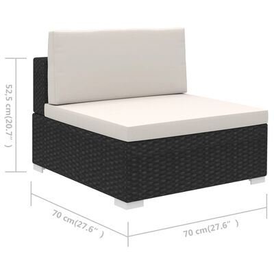 vidaXL 6 Piece Garden Lounge Set with Cushions Poly Rattan Black, black and white vidaXL 6 Piece Garden Lounge Set with Cushions Poly Rattan Black