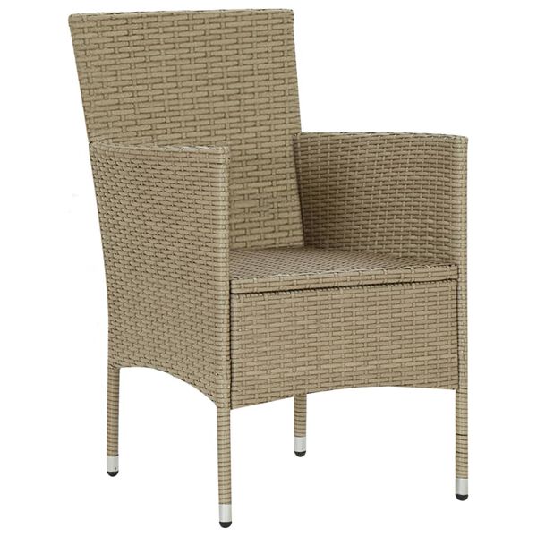 vidaXL Garden Dining Chairs 2 pcs Poly Rattan Beige