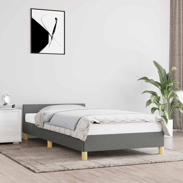 vidaXL Bed Frame without Mattress Dark Grey 92x187 cm Single Fabric