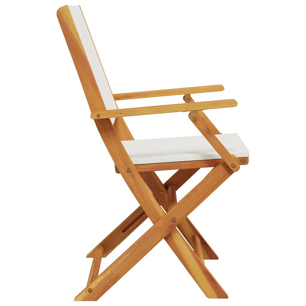 vidaXL Garden Chairs 2 pcs Cream White Solid Wood Acacia and Fabric