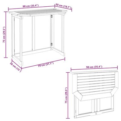 vidaXL Bistro Table 90x50x75 cm Solid Acacia Wood, brown vidaXL Bistro Table 90x50x75 cm Solid Acacia Wood