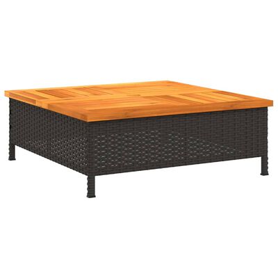 vidaXL Garden Table Black 70x70x25 cm Rattan and Acacia Wood