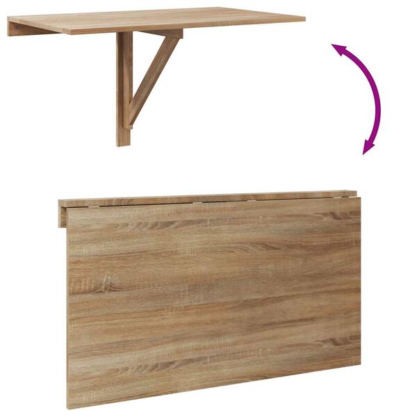 vidaXL Folding Wall Table Oak 100x60 cm