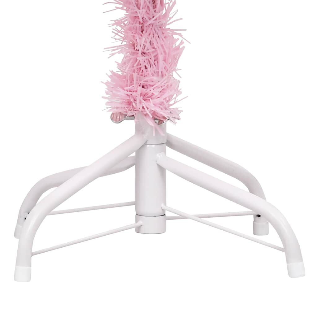vidaXL Artificial Pre-lit Christmas Tree with Ball Set Pink 210 cm PVC