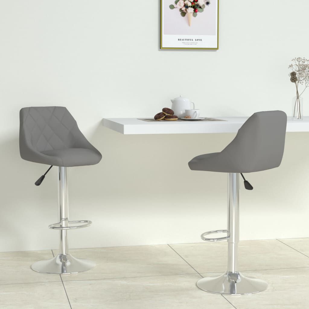 vidaXL Bar Stools 2 pcs Grey Faux Leather