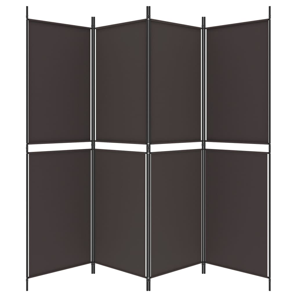 vidaXL 4-Panel Room Divider Brown 200x180 cm Fabric