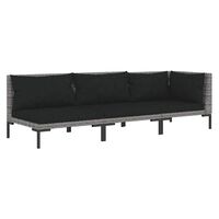 vidaXL 3 Piece Garden Lounge Set Dark Grey Half Round Poly Rattan,  vidaXL 3 Piece Garden Lounge Set Dark Grey Half Round Poly Rattan