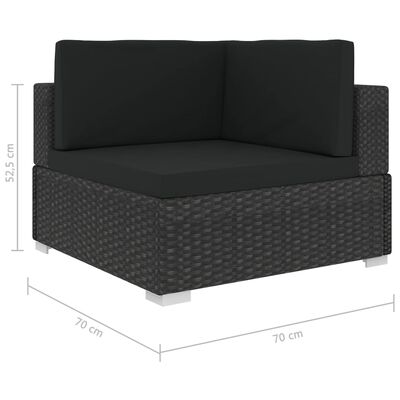 vidaXL 5 Piece Garden Lounge Set with Cushions Poly Rattan Black,  vidaXL 5 Piece Garden Lounge Set with Cushions Poly Rattan Black