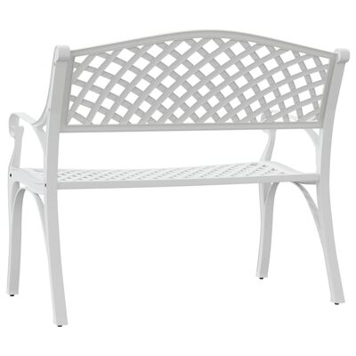vidaXL Garden Bench 102 cm Cast Aluminium White, white vidaXL Garden Bench 102 cm Cast Aluminium White