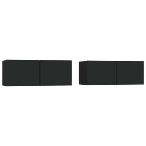 vidaXL 2 Piece TV Cabinet Set Black 80x30x30 cm Engineered Wood