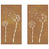 vidaXL Garden Wall Decorations 2pcs 105x55cm Corten Steel Flower Design