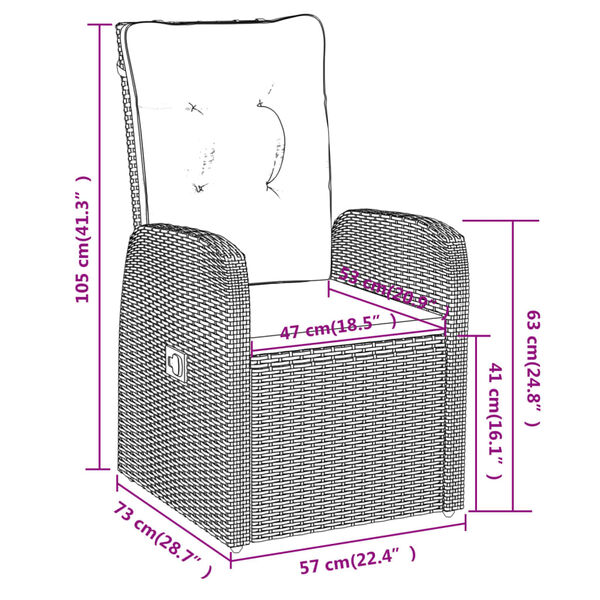 vidaXL 7 Piece Garden Dining Set with Cushions Black