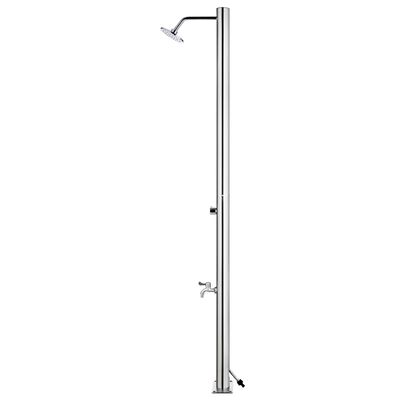 vidaXL Garden Shower with Brown Base 220 cm Stainless Steel, brown vidaXL Garden Shower with Brown Base 220 cm Stainless Steel