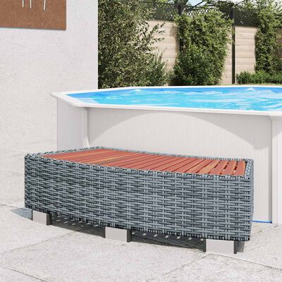 vidaXL Spa Step Grey Poly Rattan 92x45x25 cm, grey vidaXL Spa Step Grey Poly Rattan 92x45x25 cm