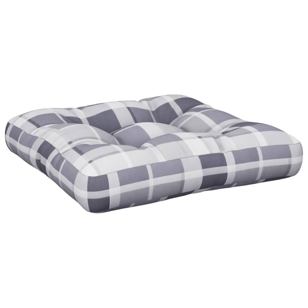 vidaXL Pallet Cushions 2 pcs Grey Check Pattern Fabric