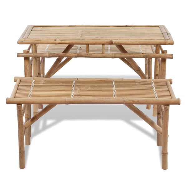 vidaXL Beer Table with 2 Benches 100 cm Bamboo