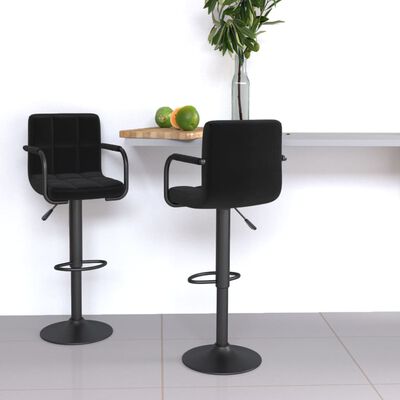 vidaXL Bar Stools 2 pcs Black Fabric, black vidaXL Bar Stools 2 pcs Black Fabric