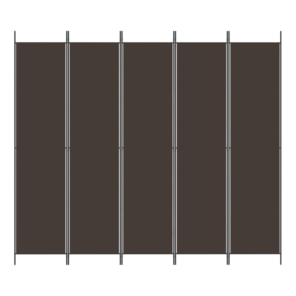 vidaXL 5-Panel Room Divider Brown 250x220 cm Fabric