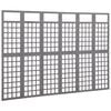 vidaXL 6-Panel Room Divider/Trellis Solid Fir Wood Grey 242.5x180 cm