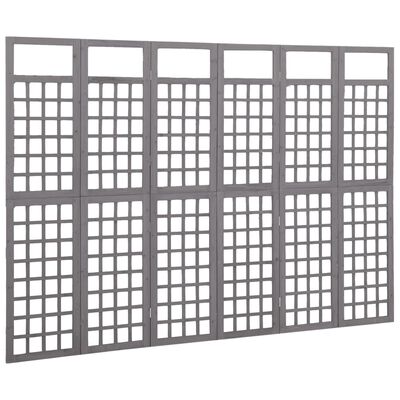 vidaXL 6-Panel Room Divider/Trellis Solid Fir Wood Grey 242.5x180 cm, grey vidaXL 6-Panel Room Divider/Trellis Solid Fir Wood Grey 242.5x180 cm